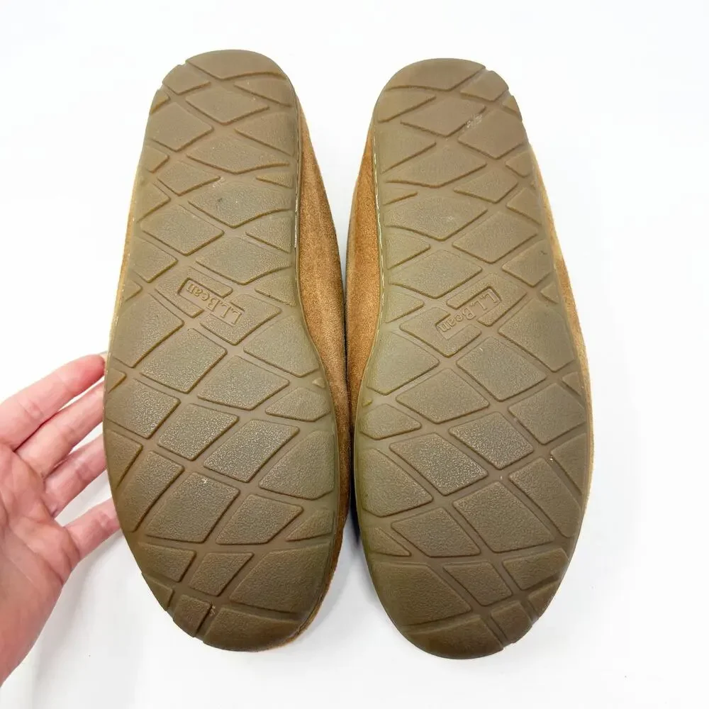 LL Bean Tan Suede/Shearling Moccasin Slipper Booties Men's Size 9 EUC